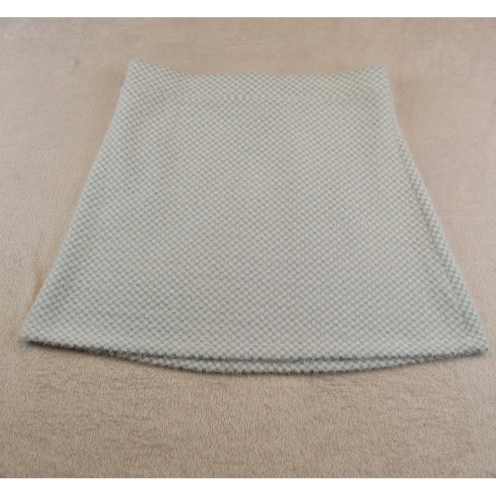 Zara Mini Skirt Womens L Blue New Checkered Fuzzy Knit A-Line 1014/364/044